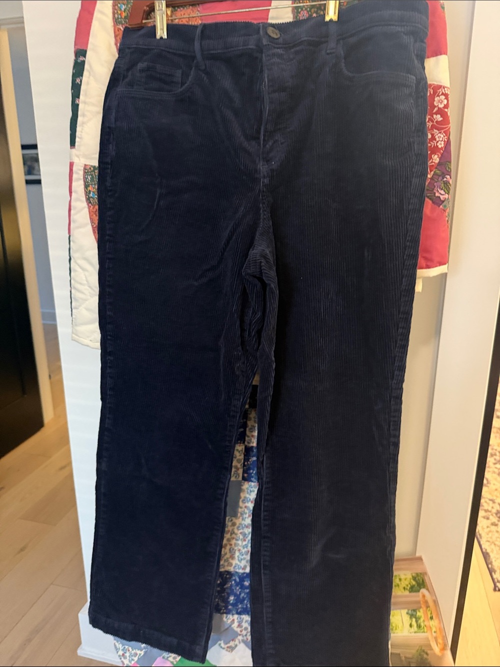 LOFT Navy Corduroy Straight Leg Pants